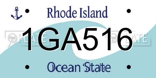 1GA516 Rhode Island License Plate