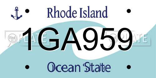 1GA959 Rhode Island License Plate