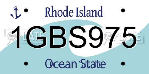 1GBS975 Rhode Island License Plate