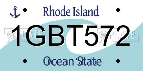 1GBT572 Rhode Island License Plate