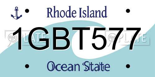 1GBT577 Rhode Island License Plate