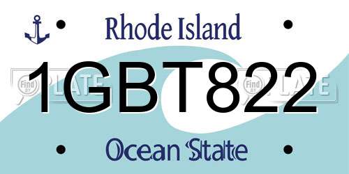 1GBT822 Rhode Island License Plate