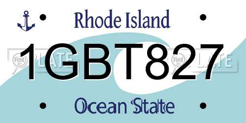 1GBT827 Rhode Island License Plate