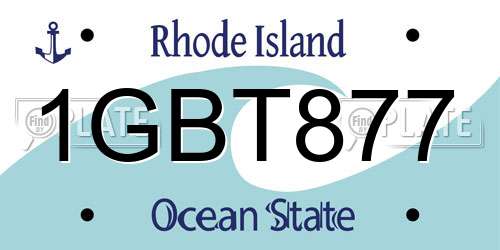 1GBT877 Rhode Island License Plate