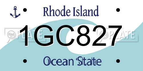 1GC827 Rhode Island License Plate