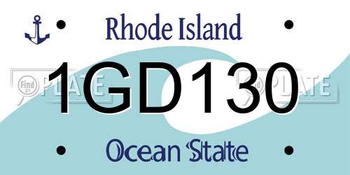 1GD130 Rhode Island License Plate