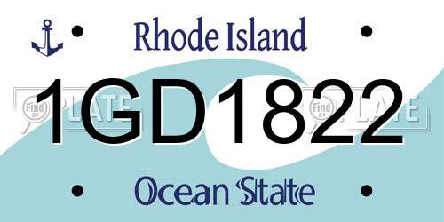1GD1822 Rhode Island License Plate