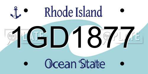 1GD1877 Rhode Island License Plate