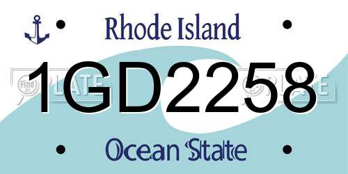 1GD2258 Rhode Island License Plate