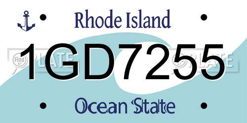 1GD7255 Rhode Island License Plate