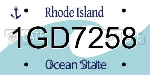 1GD7258 Rhode Island License Plate
