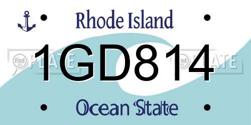 1GD814 Rhode Island License Plate