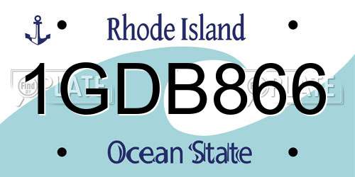 1GDB866 Rhode Island License Plate