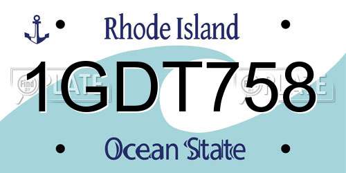 1GDT758 Rhode Island License Plate