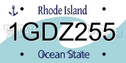 1GDZ255 Rhode Island License Plate
