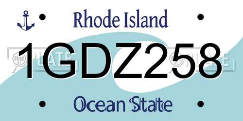 1GDZ258 Rhode Island License Plate