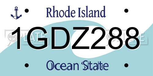 1GDZ288 Rhode Island License Plate