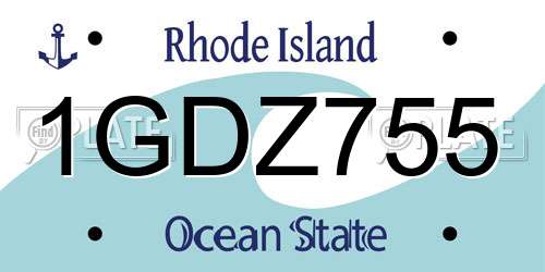1GDZ755 Rhode Island License Plate