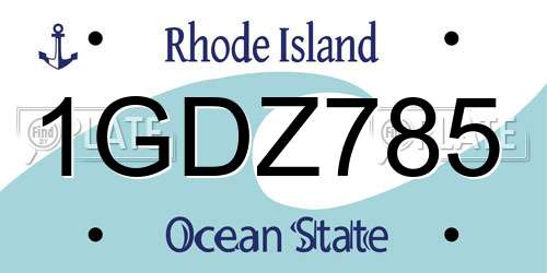 1GDZ785 Rhode Island License Plate