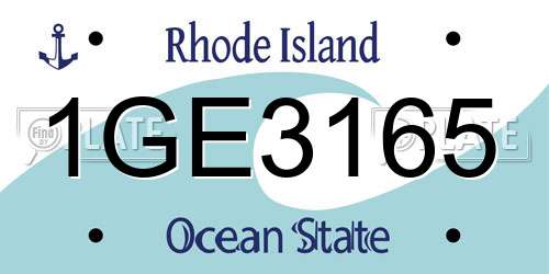 1GE3165 Rhode Island License Plate