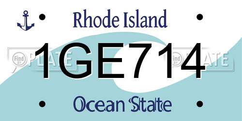 1GE714 Rhode Island License Plate