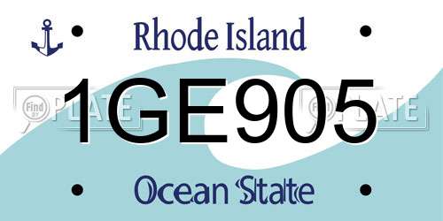 1GE905 Rhode Island License Plate