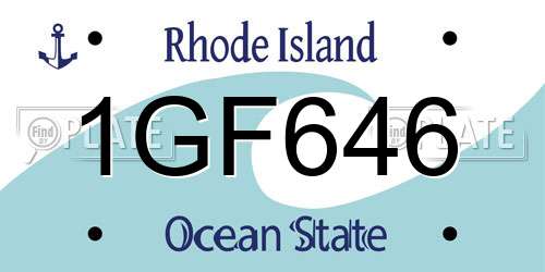 1GF646 Rhode Island License Plate