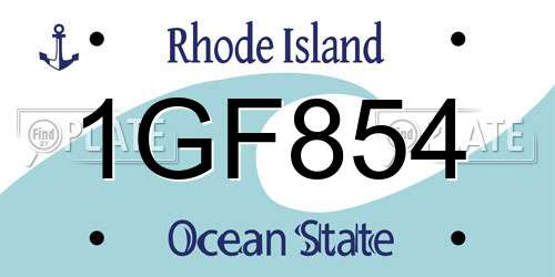 1GF854 Rhode Island License Plate