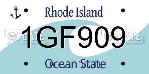 1GF909 Rhode Island License Plate