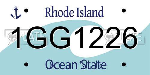 1GG1226 Rhode Island License Plate
