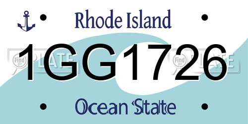 1GG1726 Rhode Island License Plate