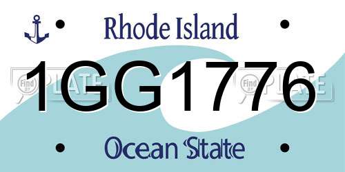 1GG1776 Rhode Island License Plate
