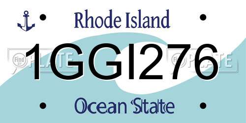 1GGI276 Rhode Island License Plate