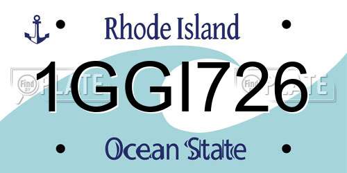 1GGI726 Rhode Island License Plate