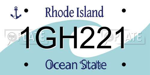 1GH221 Rhode Island License Plate
