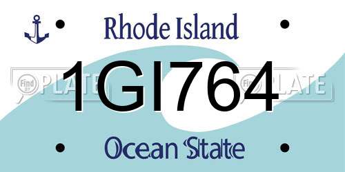 1GI764 Rhode Island License Plate