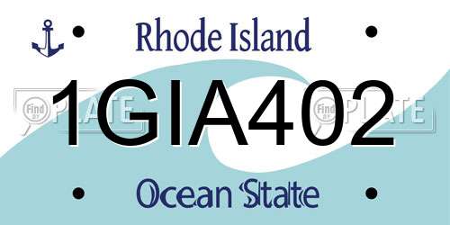 1GIA402 Rhode Island License Plate