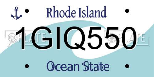 1GIQ550 Rhode Island License Plate
