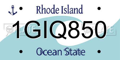 1GIQ850 Rhode Island License Plate