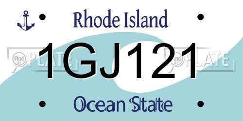 1GJ121 Rhode Island License Plate