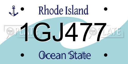 1GJ477 Rhode Island License Plate