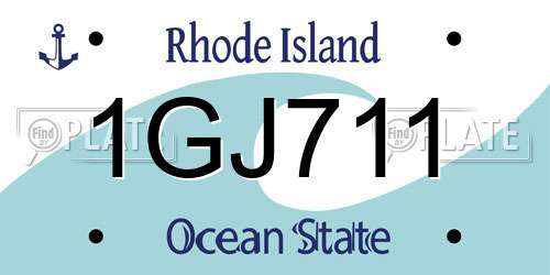 1GJ711 Rhode Island License Plate