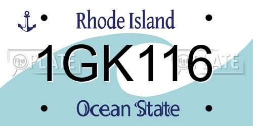 1GK116 Rhode Island License Plate