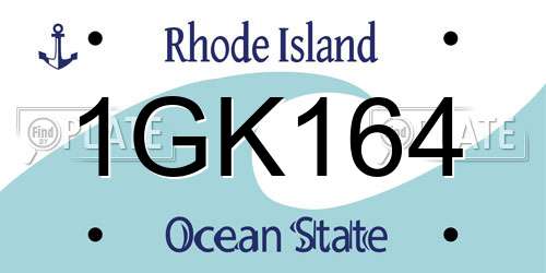 1GK164 Rhode Island License Plate