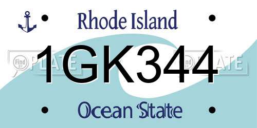 1GK344 Rhode Island License Plate