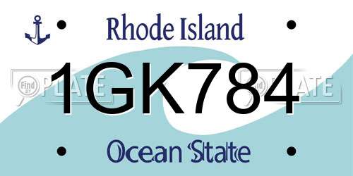 1GK784 Rhode Island License Plate