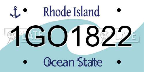 1GO1822 Rhode Island License Plate