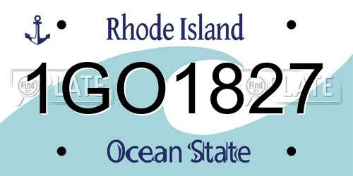 1GO1827 Rhode Island License Plate