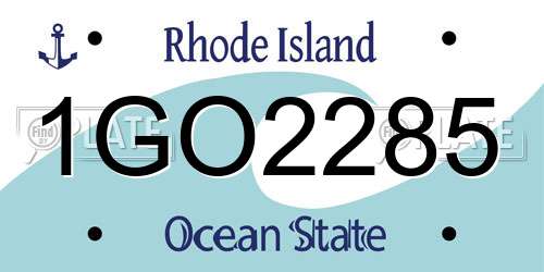 1GO2285 Rhode Island License Plate