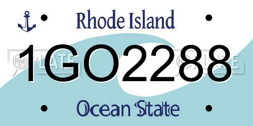 1GO2288 Rhode Island License Plate